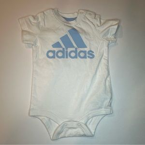 Adidas Baby Bodysuit 9‎ Months White With Light Blue Logo